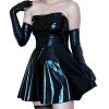 ABWL Black Latex Mini Dress for Women,Handmade Rubber Sleeveless Dress with Back Zipper for Cosplay Club Costume-XL view 2