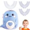 360 Kids Ultrasonic Toothbrush, Toothbrush with 2 U Shaped Silicone Brush Heads, Dino Electric Tooth Brush, LED Light & Dino Look, Toothbrushes - Built for Kids (Blue, S) view 1
