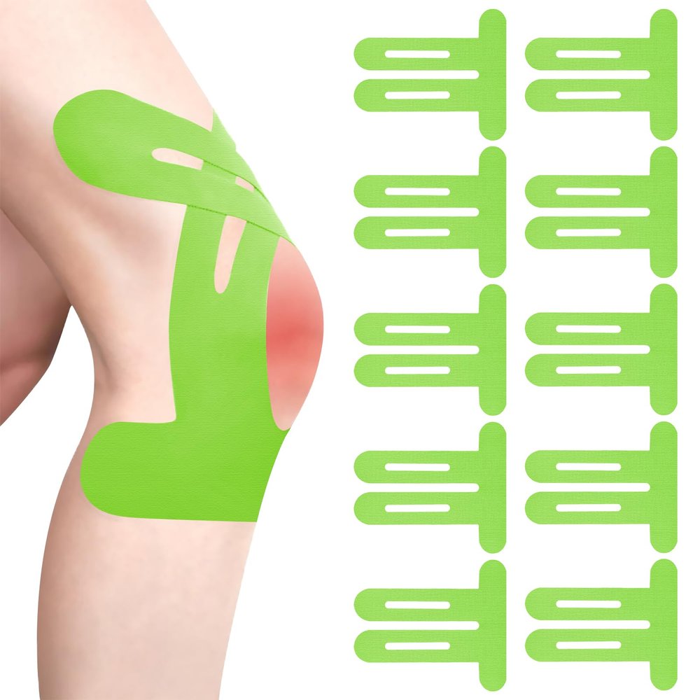10 PCS Kinesiology Knee Tape, Elastic Waterproof Pre Cut Muscle Tape Sports Tapes for Relief Knee Pain, Provide Support and Stability for Running,Cycling,Sports - Breathable and Waterproof