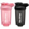 Alaoo Protein Shaker Bottle, 2PCS Shaker Protein Shakes with with Metal Stirring Ball, Sports Gym Supplement Protein Shake Bottle for Mixing Protein Shakes and Supplements, 500ml, Black and Pink