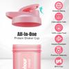 Alaoo Protein Shaker Bottle, 2PCS Shaker Protein Shakes with with Metal Stirring Ball, Sports Gym Supplement Protein Shake Bottle for Mixing Protein Shakes and Supplements, 500ml, Black and Pink view 4