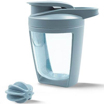 Alaoo Protein Shaker Bottle, Shaker for Protein Shakes with Plastic Stirring Ball, Upgraded Version Sports Gym Supplement Protein Shake Bottle for Mixing Protein Shakes and Supplements, 650ml Blue