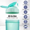 Alaoo Protein Shaker Bottle, 2PCS Shaker Protein Shakes with Metal Stirring Ball, Sports Gym Supplement Protein Shake Bottle for Mixing Protein Shakes and Supplements, 500ml, Black and Green view 4