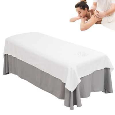 2Pcs Massage Table Sheets, 47x79 Inch Massage Bed Cover with Face Hole, Soft Spa Bed Cover for Spa, Beauty, Tattoo, Hospitals, White, Sheets