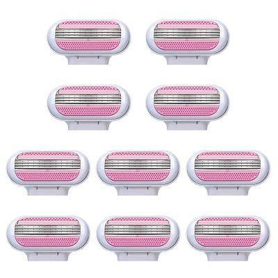 10 Pcs Venus Snap Razor Refill Blades, Heads Compatible with Venus Womens Razor, 3-Layer Blades for Smooth Shaving, Easy Replacement Heads for Women (Pink)