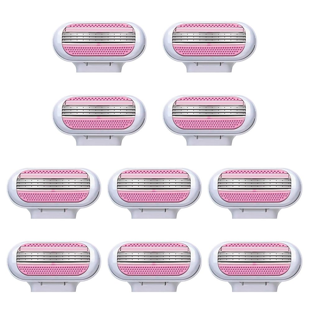10 Pcs Venus Snap Razor Refill Blades, Heads Compatible with Venus Womens Razor, 3-Layer Blades for Smooth Shaving, Easy Replacement Heads for Women (Pink)