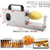 Electric Potato Slicer 3-in-1, Stainless Steel Tower Machine with 3 Blades and Switch Control for Family Kitchen Snacks view 2