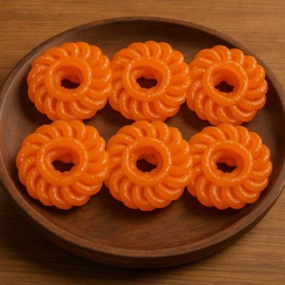 Imarti Indian Sweet Traditional Mithai Made with Gram Flour, Urid Dal & Sugar Rich, Festive Dessert 6 Piece