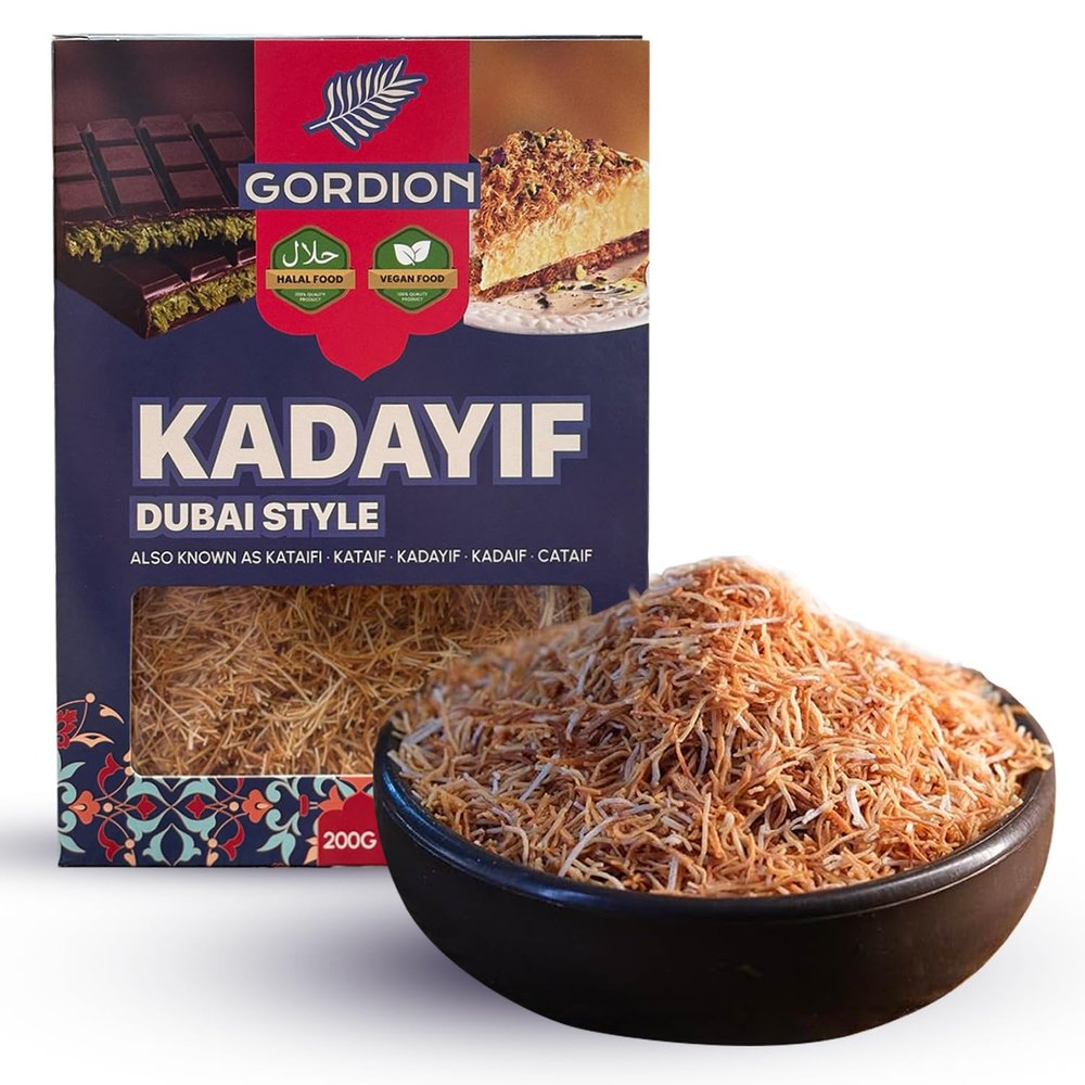 Gordion Kadayif (Kataifi) Premium Roasted & Chopped Pastry, Perfect for Dubai Style Chocolate & Kunafah, Natural Ingredients & Vegan 200gr