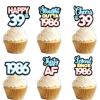 18pcs Blue Glitter Dessert Cupcake Topper Pick for Straight Outta 1986 Legend Since 1986 Theme Decor Supplies Men Happy 39th Birthday Party Decorations view 1