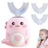 360 Kids Ultrasonic Toothbrush, U Shaped Automatic Toothbrush, Dinosaur Electric Toothbrushes with Silicone Bristles, All-Round Cleaning BPA Free Teeth Brush (for Kids 6-12, Pink) view 1