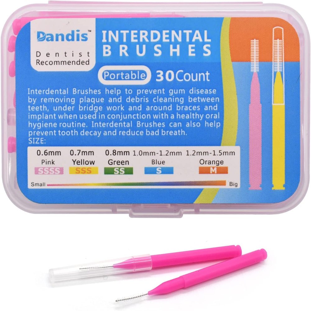Angzhili 30count 0.7mm Interdental Brushes,Dental Tooth Flossing Head Brush,Toothpick Floss Stick Teeth Braces Brush
