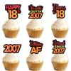 18pcs Red Glitter Dessert Cupcake Topper Pick for Straight Outta 2007 Legend Since 2007 Theme Decor Supplies Men Happy 18th Birthday Party Decorations view 1