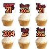 18pcs Red Glitter Dessert Cupcake Topper Pick for Straight Outta 2004 Legend Since 2004 Theme Decor Supplies Men Happy 21st Birthday Party Decorations view 1