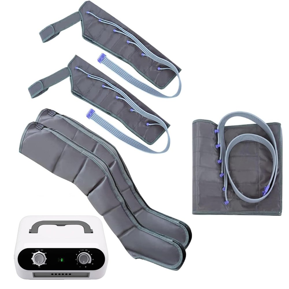6 Cavity Lymphatic Drainage Leg Massager, Electric Legs Air Compression Massager for Circulation Arm Leg Waist Wraps Foot Ankles Calf Massage Machine Pain Relax