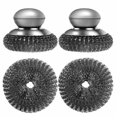 2 Pcs Stainless Steel Wool Scrubber with Handle