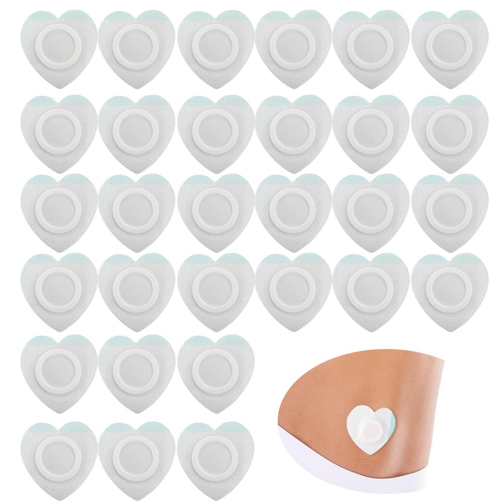 30 Pcs Castor Oil Patches,Self-Adhesive Castor Oilbelly Button Patch,Cloth Heart Highly Absorbent Organic Cover Compress No Wash for Belly Button Small Disposable(Oil Not Included)
