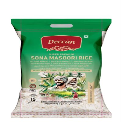 Deccan Sona Masoori Rice 5kg | Premium Quality Short-Grain Rice | Light, Aromatic & Fluffy | Ideal for Daily Meals, South Indian Cuisine, Idli & Pongal | Naturally Processed (Pack of 1)