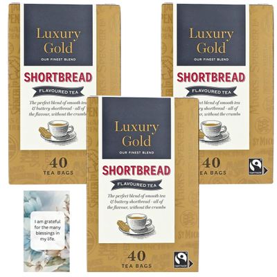Tea Hamper Bundle Featuring Luxury Gold Shortbread Flavoured Tea (Pack of 3) Gift Or Personal Use By Oerich Gift