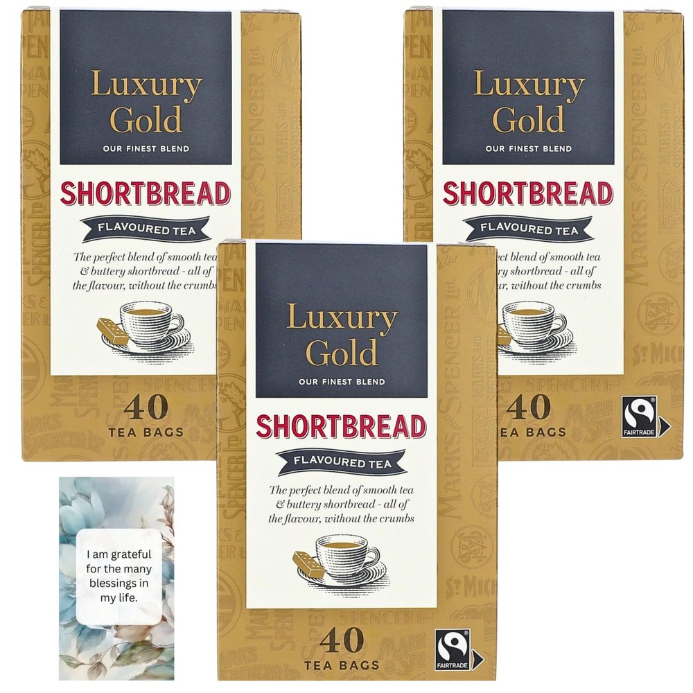 Tea Hamper Bundle Featuring Luxury Gold Shortbread Flavoured Tea (Pack of 3) Gift Or Personal Use By Oerich Gift