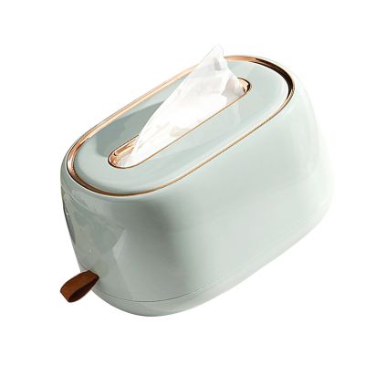 Tissue Holder, Box Covers Square Tissue Box Holder with Spring Desktop Wall Mounted for Car Home Bathroom Bedroom (Light Green)