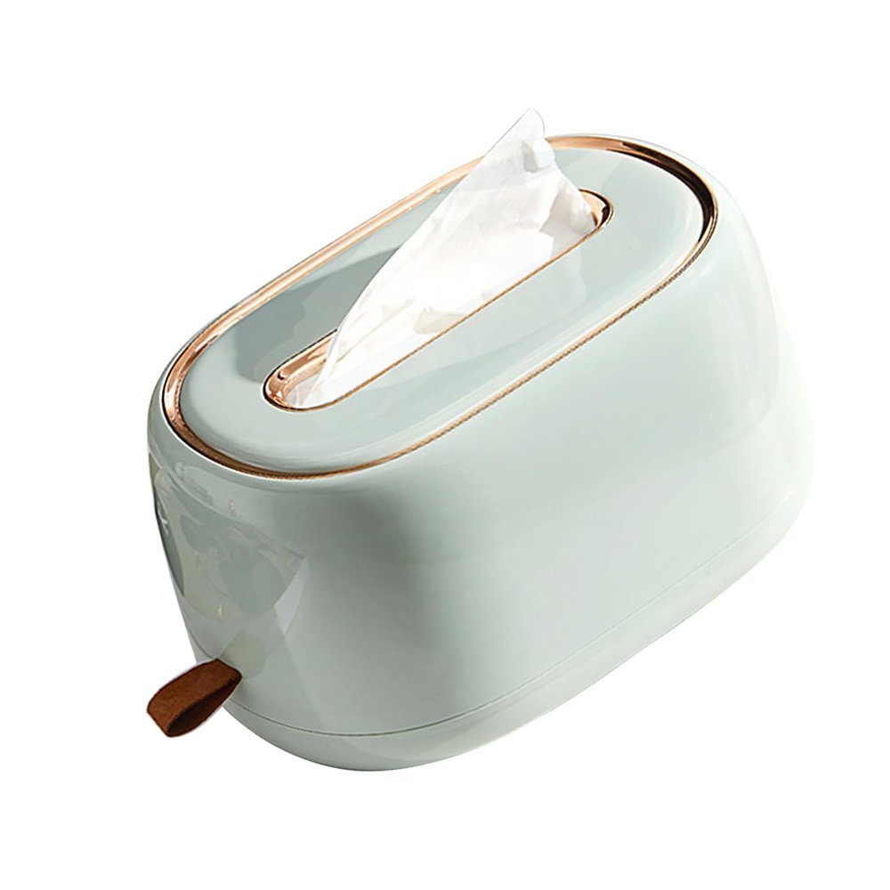 Tissue Holder, Box Covers Square Tissue Box Holder with Spring Desktop Wall Mounted for Car Home Bathroom Bedroom (Light Green)