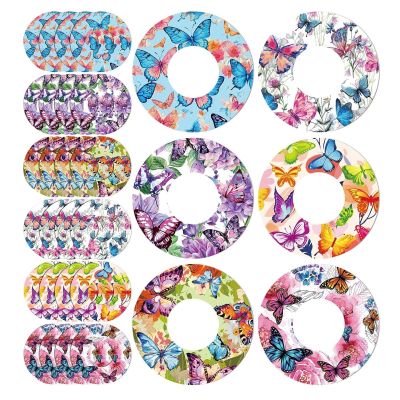 24 PCS Sensor Covers for Libre 2 Waterproof & Sweatproof Sensor Patches for Glucose Monitor, Adhesive Sensor Stickers for Libre, Freestyle Butterfly Print