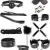 10 Piece Classic Black Leather Indoor High-Intensity Interval Training Fitness Combination Set, With Diverse Functions, Including Training Whips And Leather Wristbands - D1 view 1