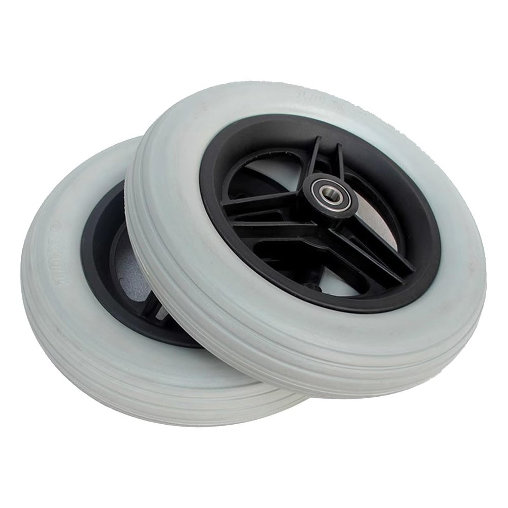 10 Inch Electric Wheelchair Replacement Wheel, Wheelchair Front Wheel Replacement Assembly, Solid PU Tire, Bearing: 12mm/1/2