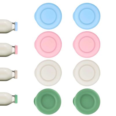 8 Pack Reusable Silicone Replacement Tops, Leakproof Milk Bottle Tops, Perfect Fit for UK Standard Glass Milk Bottles with Lids, Dishwasher Safe Glass Milk Bottle Caps for Daily Use