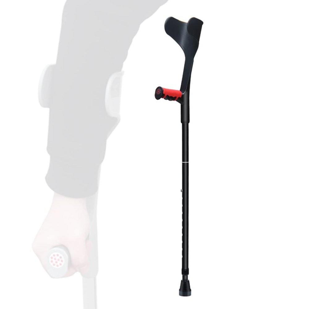 1 Count Folding Forearm Crutch for Adults, Aluminum Walking Stick with Arm Support, Cane with Reflector, for Tall 150-196Cm, Load 100Kg/220Lbs (Black) Present