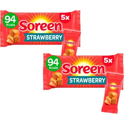 Soreens Lunchbox Loaves, Banana Malt, Apple or Strawberry Flavour (2 Packs of 5 Bars, Strawberry)