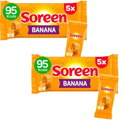 Soreens Lunchbox Loaves, Banana Malt, Apple or Strawberry Flavour (2 Packs of 5 Bars, Banana)