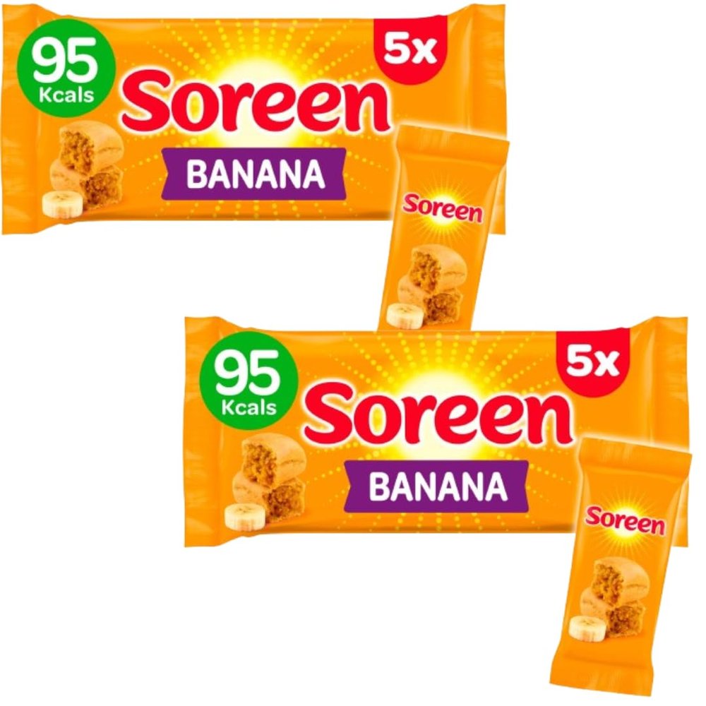 Soreens Lunchbox Loaves, Banana Malt, Apple or Strawberry Flavour (2 Packs of 5 Bars, Banana)