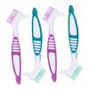 Ipetboom Denture Toothbrushes and Large Anti-Slip Handle Double Sided 4pcs, for Cleaning Dentures and Gums with Multi-Layered Bristles for Easy Use view 1