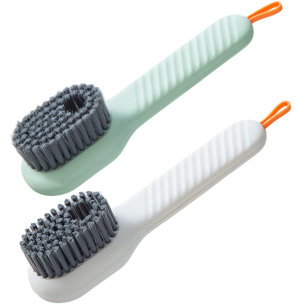 NIYANGLE 2pcs Shoe Scrub Brush with Soap Dispenser Plastic Cleaner Brush for Sneakers and Daily Use Suitable for Adults and Boys and Girls
