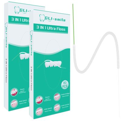 Dental Floss Super Floss Ultimate Floss, for Braces, Orthodontics, Pre-Cut Strands, 80 Count (2)