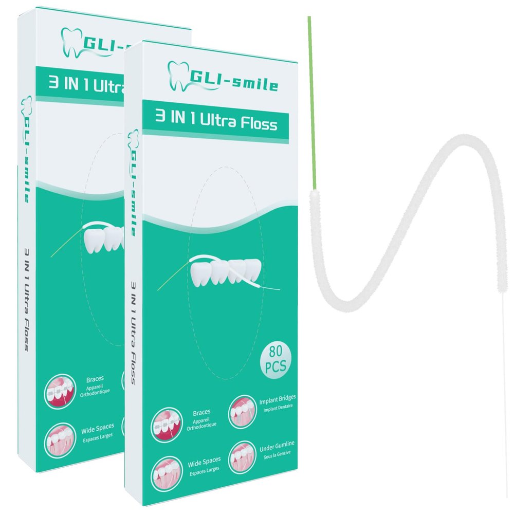 Dental Floss Super Floss Ultimate Floss, for Braces, Orthodontics, Pre-Cut Strands, 80 Count (2)