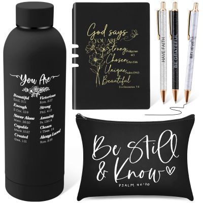 SiliFine 6 Pcs Christmas Christian Gifts for Women Faith, Inspirational Religious Gifts for Women, Spiritual Present Set for Her Sister Grandma Wife Mothers(Black)