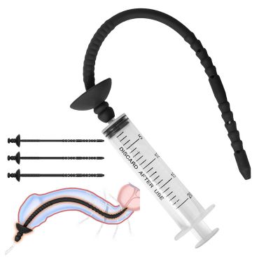 3 Sizes Smooth Sounding Rod with Syringe, Male Special Stretch for Easy Urination, Special Training Set for Men -D28UK (M)