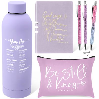 SiliFine 6 Pcs Christmas Christian Gifts for Women Faith, Inspirational Religious Gifts for Women, Spiritual Present Set for Her Sister Grandma Wife Mothers(Purple)