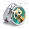 Blue Eyes Cat Pill Box 3 Compartment Travel Pill Organizer 3 Times A Day Cute Mini Pill Case for Purse & Pocket Portable Metal Medicine Box with Mirror Round Daily Medicine Vitamin Container view 2