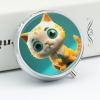 Blue Eyes Cat Pill Box 3 Compartment Travel Pill Organizer 3 Times A Day Cute Mini Pill Case for Purse & Pocket Portable Metal Medicine Box with Mirror Round Daily Medicine Vitamin Container view 4