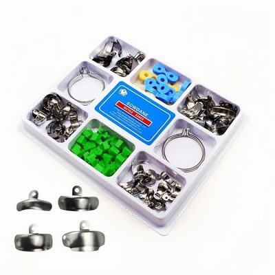 80pcs/set Dental Sectional Contoured Metal Matrices M4 matrices Matrix wedges set with add-on wedges rubber wedges resin clips (1 set D)