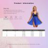 dPois Womens Lace Trim Lingerie Sheer Mesh Babydoll Deep V Neck Nightwear Dress Chemise With Thong Purple XL view 3