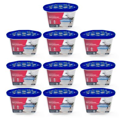 Haltons Moisture Absorber Dehumidifier - Condensation Remover for Damp, Mould, Home, Wardrobe, Kitchen, Bathroom, Basement, Garage, Bedroom, Caravan, Office - 10 Pack/500ml