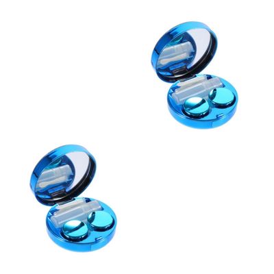 CALLARON 2sets Quicksand Lens Holder for Contacts Plastic Storage Case Compartment for Travel and Daily Eye Care Routine
