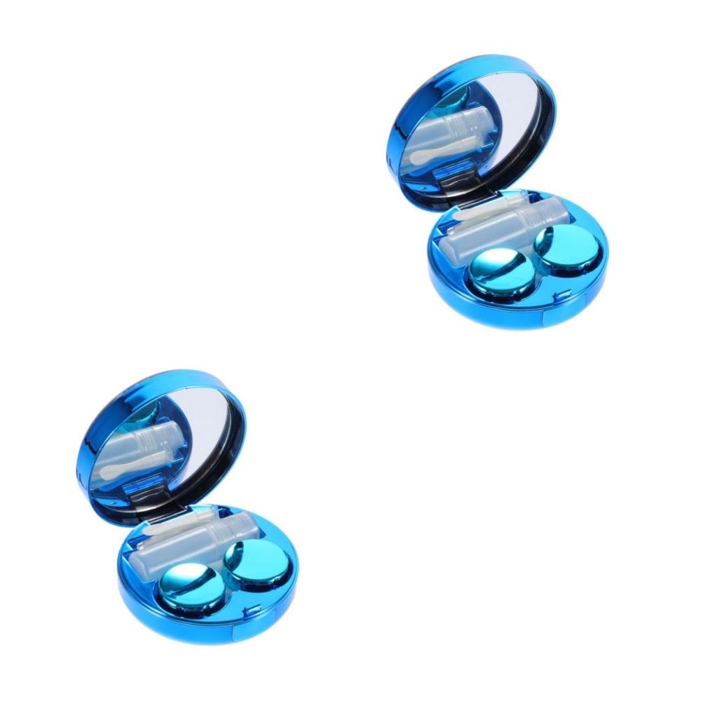CALLARON 2sets Quicksand Lens Holder for Contacts Plastic Storage Case Compartment for Travel and Daily Eye Care Routine
