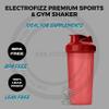 ark future Sports bottle, shaker with 750 ml capacity, includes a metal ball for easier mixing of supplements, ml and oz scale on one side, product made from PP, PE and metal (Red) view 3