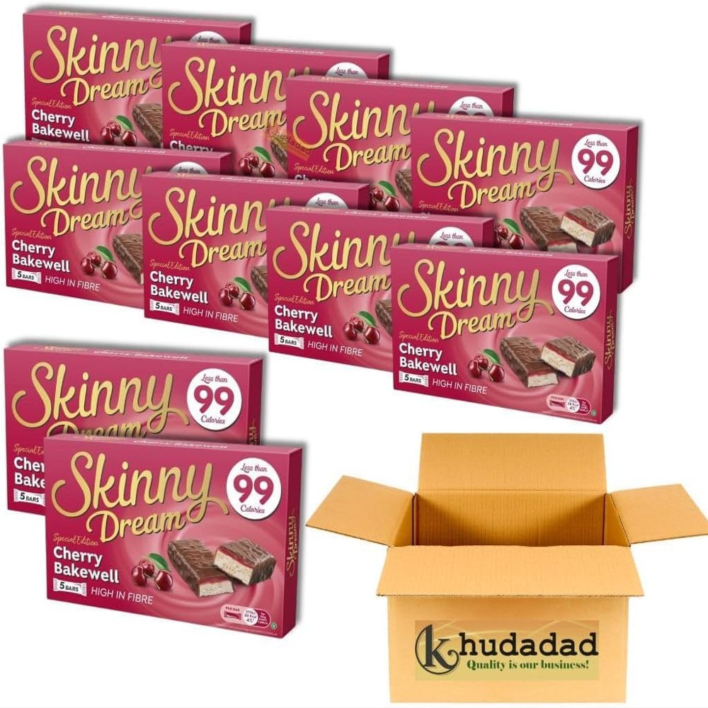 Skinny Bars Low Calorie High Fibre Snack Bars, Under 99 Calories Each, Special Edition Guilt-Free Treat (10x Skinny Dream Cherry Bakewell, Dream Cherry Bakewell)